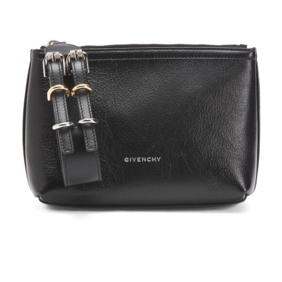 GIVENCHY Made In Italy Leather Voyou Small Pouch With Buckle Wristlet Strap $549 - Picture 1 of 4
